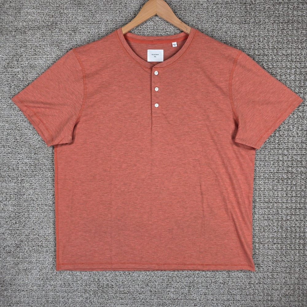 Billy Reid Mens XXL Short Sleeve Henley T Shirt Orange Heathered Cotton